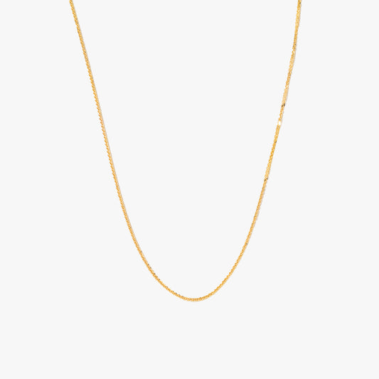 10K Yellow Gold Diamond Cut Square 0.7mm Wheat Chain (18")