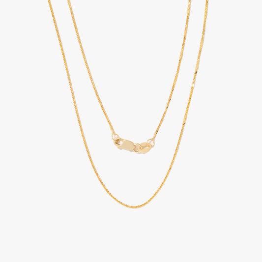 10K Yellow Gold Diamond Cut Square 0.7mm Wheat Chain (18")