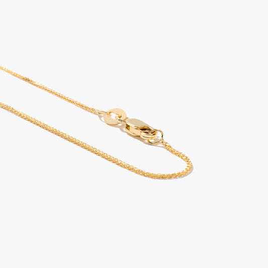 10K Yellow Gold Diamond Cut Square 0.7mm Wheat Chain (16")