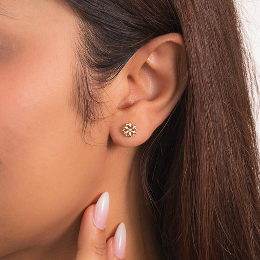 Flower Stud Earrings in 10K Yellow Gold