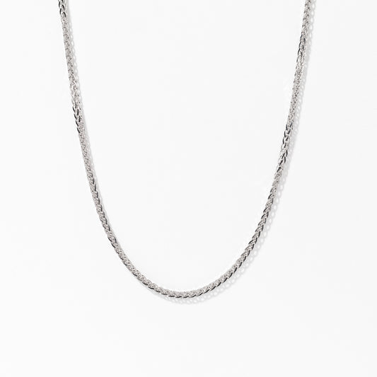 10K White Gold Square 1.00mm Wheat Chain (18")