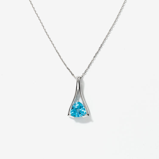 Blue Topaz Necklace in 10K White Gold