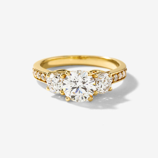 Three Stone Lab Grown Diamond Engagement Ring in 14K Yellow Gold (1.88 ct tw)