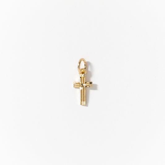 Diamond Cut Cross Pendant in 10K Yellow Gold