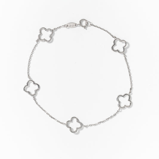 Open Flower Bracelet in 10K White Gold