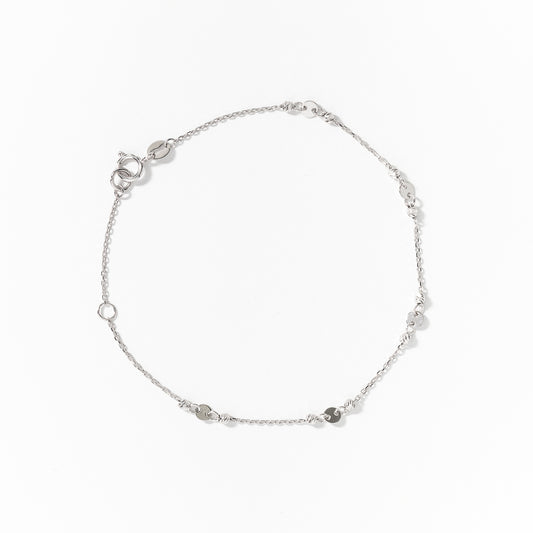10K White Gold Bracelet with Diamond Cut Balls