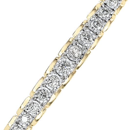 Diamond Bangle Bracelet In 10K Yellow And White Gold (1.00 ct tw)