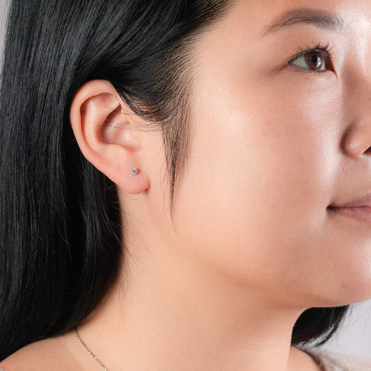 Solitaire Diamond Stud Earrings in 14K White Gold (0.15 ct tw)