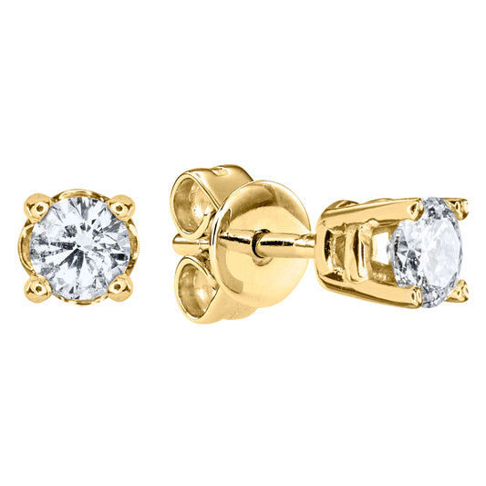 Solitaire Diamond Stud Earrings in 14K Yellow Gold (0.15 ct tw)
