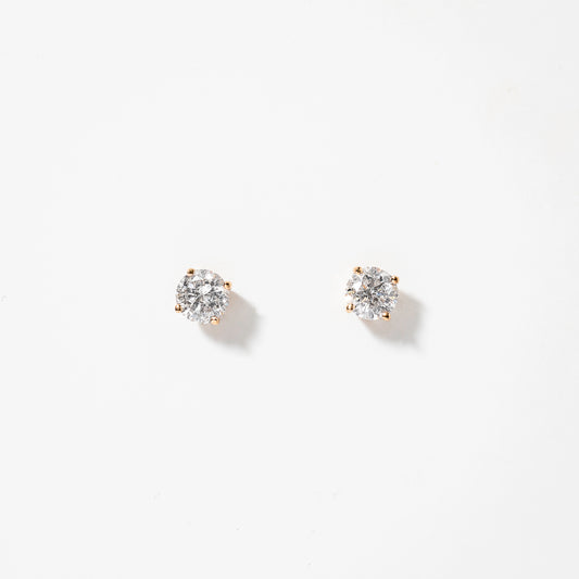 Solitaire Diamond Stud Earrings in 14K Yellow Gold (0.40 ct tw)