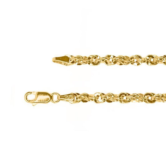 10K Yellow Gold 3.70mm Diamond Cut Rope Chain (20")